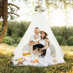 Costway 85'' Height 5 Sides Huge Lace Play Tent For Kids Adult Wedding W/ Light Strings -Learning Toys Sales GUEST 0120f213 d1b6 49ba bfca 61032772f27e