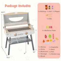 Costway Kids Barbecue Grill Playset, Wooden Kitchen Playset With Clip 4 BBQ Poles -Learning Toys Sales GUEST 0140341d ef72 45d3 862b 2b986bfb4b2d