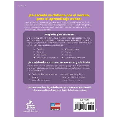Carson Dellosa Education Summer Bridge Activities Spanish, Grade PK-K 3 Carson Dellosa Education Summer Bridge Activities Spanish, Grade PK-K
