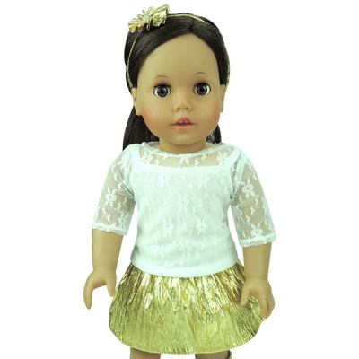 Sophia’s Lace Shirt, Skirt And Headband For 18" Dolls, Ivory/Gold 4 Sophia’s Lace Shirt, Skirt And Headband For 18" Dolls, Ivory/Gold - Image 2