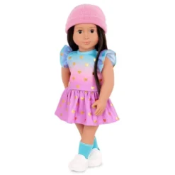 Our Generation Lovely Hearts Pink Hat & Gradient Dress Outfit For 18" Dolls