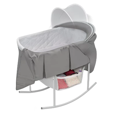 Badger Basket Cuddles Rocking Doll Bassinet - Gray/White 6 Badger Basket Cuddles Rocking Doll Bassinet - Gray/White - Image 4