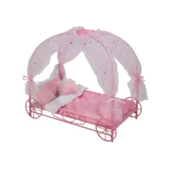 Badger Basket Royal Carriage Metal Doll Bed With Canopy Bedding And LED Lights - Pink/White/Stars -Learning Toys Sales GUEST 096dc298 c0c2 4a87 83c3 ddd118c8d314
