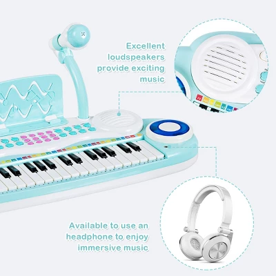 Costway 37-Key Toy Keyboard Piano Electronic Musical Instrument BluePink 10 Costway 37-Key Toy Keyboard Piano Electronic Musical Instrument BluePink - Image 8