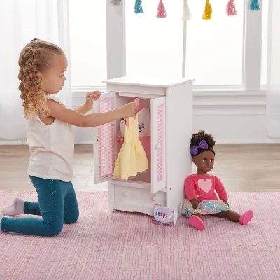 Badger Basket Doll Armoire W/ Hangers - White/Pink 4 Badger Basket Doll Armoire W/ Hangers - White/Pink - Image 2
