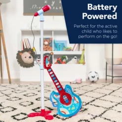 Best Choice Products 19in Kids Flash Guitar, Pretend Play Musical Instrument Toy For Toddlers W/ Mic, Stand - Blue -Learning Toys Sales GUEST 14496d9e ca1d 459e b455 f469d5303a0b