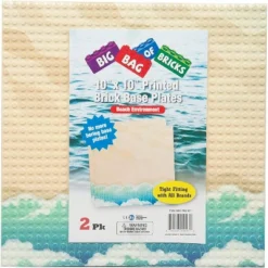 Big Bag Of Bricks Large Dual Sided Beach Pattern Building Plates 10"x10", 2 Pack