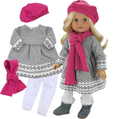 Sophia’s Doll Dress, Leggings, Hat, And Scarf Set For 18" Dolls 3 Sophia’s Doll Dress, Leggings, Hat, And Scarf Set For 18" Dolls