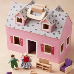 Melissa & Doug Fold And Go Wooden Dollhouse With 2 Dolls And Wooden Furniture -Learning Toys Sales GUEST 20e80317 1807 46be 9e34 18d17800e4e2
