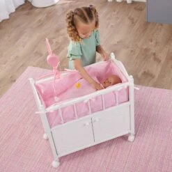 Badger Basket Cabinet Doll Crib With Gingham Bedding And Free Personalization Kit - White/Pink -Learning Toys Sales GUEST 22506619 45e2 46bc a47c 03b52ce002a0