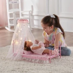 Starlights LED Canopy Metal Doll Bed With Bedding - Pink -Learning Toys Sales GUEST 22a6c1f7 78c1 41d6 8fd3 816be772e426