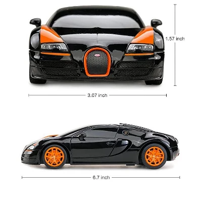 Link Ready! Set! Play!1:24 Scale Radio Remote Control Bugatti Veyron Car Toy - Black/Orange 5 Link Ready! Set! Play!1:24 Scale Radio Remote Control Bugatti Veyron Car Toy - Black/Orange - Image 3