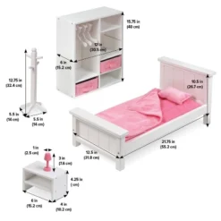 Bedroom Furniture Set For 18" Dolls - White/Pink -Learning Toys Sales GUEST 26e1c5b7 4ab2 4ad8 9475 e0b6951d58d9