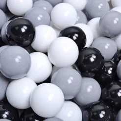 MeowBaby Large Round 35 Inch Round By 11.5 Inch Tall Baby & Toddler Foam Ball Pit With 200 Foam 2.75 Inch White/Grey/Black Balls And Zippered Covered