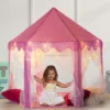 Large Playhouse Tent - Princess Castle Pink With Star Lights And Carry Bag - Play22USA