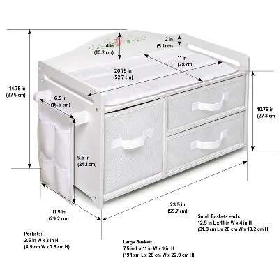 Badger Basket Doll Care Station With Three Baskets And Pocket Organizer - White Rose 10 Badger Basket Doll Care Station With Three Baskets And Pocket Organizer - White Rose - Image 8