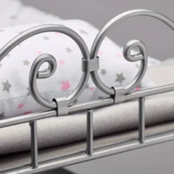 Badger Basket Scrollwork Metal Triple Doll Bunk Bed With Ladder And Bedding - Silver/Pink/Stars -Learning Toys Sales GUEST 32df72c4 2c48 4116 8c5b 71eb389c4817