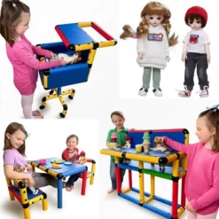 Funphix Doll Set 279 Pcs Building Toy With 2 Dolls Buildable Doll Furniture & Stroller