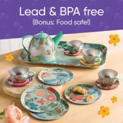 HearthSong 15-Piece Fairy-Themed Tin Tea Set For Kids With Carrying Case -Learning Toys Sales GUEST 3653e0fe dda6 4497 8829 2f98cf3a4991