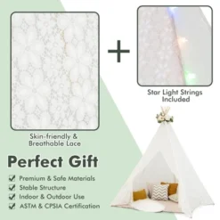 Costway 85'' Height 5 Sides Huge Lace Play Tent For Kids Adult Wedding W/ Light Strings -Learning Toys Sales GUEST 38be29e8 28ee 48e0 a9e0 0a3659bcd967