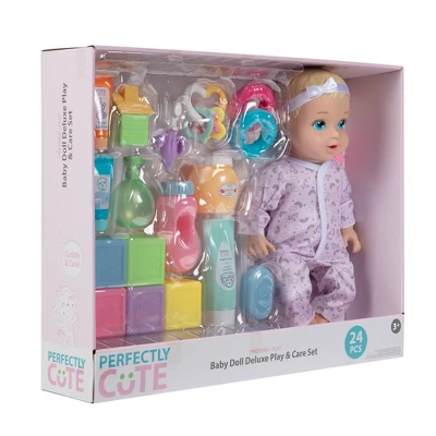 Perfectly Cute 24pc Baby Doll Deluxe Play And Care Set - Blonde Hair 5 Perfectly Cute 24pc Baby Doll Deluxe Play And Care Set - Blonde Hair - Image 3