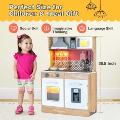 Costway Wooden Kitchen Playset Multi-Functional Pretend Cooking Set W/ Lights & Sounds -Learning Toys Sales GUEST 3b1cacc5 8447 42e3 8e03 27c51ec14416