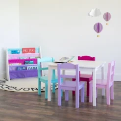 5pc Forever Kids' Wood Table And 4 Chair Set White - Humble Crew -Learning Toys Sales GUEST 3e4643bd eb42 4b92 af2b 7e24a8914b30