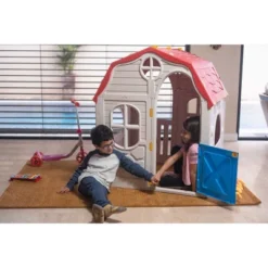 Ram Quality Products Kid's Classic Real Feel Cottage Compact Foldable Plastic Toddler Outdoor Playhouse For Children Ages 2 Years Old And Up, White -Learning Toys Sales GUEST 448483ff 0867 4f36 8311 75b110c0b0a3