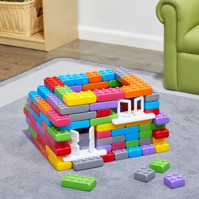 ECR4Kids Junior Building Bricks Set, Stacking Blocks, Assorted, 140-Piece 4 ECR4Kids Junior Building Bricks Set, Stacking Blocks, Assorted, 140-Piece - Image 2