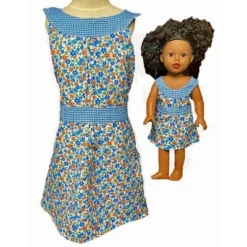 Size 14 Matching Girl And Doll Blue Flower Sundress