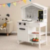 Costway Kids Farmhouse Kitchen Play Set Wooden Pretend Toy With Storage & Accessories