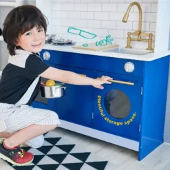 Teamson Kids Little Chef Berlin Modern Kids Kitchen Playset With 6 Accessories, White/Blue -Learning Toys Sales GUEST 47c529f4 94c5 41d0 90a8 1ea544d7efb6