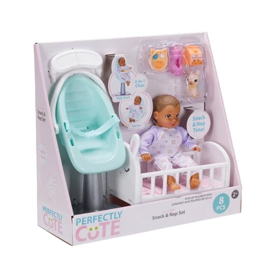 Perfectly Cute Baby Snack And Nap Set 8" Baby Doll - Light Brown Hair/Brown Eyes 3 Perfectly Cute Baby Snack And Nap Set 8" Baby Doll - Light Brown Hair/Brown Eyes