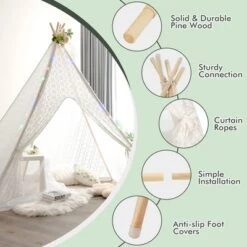 Costway 85'' Height 5 Sides Huge Lace Play Tent For Kids Adult Wedding W/ Light Strings -Learning Toys Sales GUEST 48009e23 0c27 477d 880d 98cf8aaf09ef