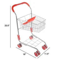 Toy Time Kids' Pretend Play Shopping Cart - Light Gray/Red