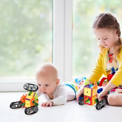 Costway 51 Pcs Magnetic Tiles Building Blocks Set Kids 3 Costway 51 Pcs Magnetic Tiles Building Blocks Set Kids