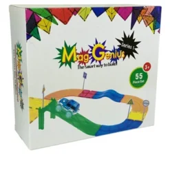 Mag Genius 55 Pieces Magnetic Speedway Racetracks With Self Driving Battery Powered Race Cars