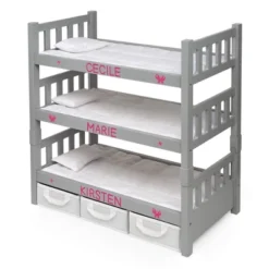 Badger Basket 1-2-3 Convertible Doll Bunk Bed With Baskets And Free Personalization Kit - Executive Gray