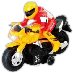 Link Ready! Set! Go! Remote Control Motorcycle Bike With Sound & Lights, RC Toy For Kids - Yellow