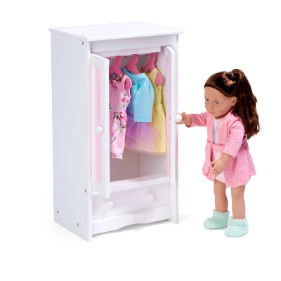 Badger Basket Doll Armoire W/ Hangers - White/Pink 5 Badger Basket Doll Armoire W/ Hangers - White/Pink - Image 3
