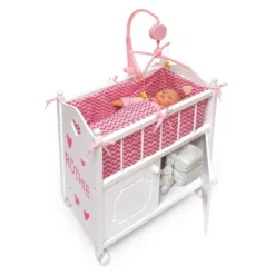 Badger Basket Cabinet Doll Crib With Chevron Bedding And Free Personalization Kit - White/Pink -Learning Toys Sales GUEST 5618c839 b55d 44a4 95bc aedf254be5f2