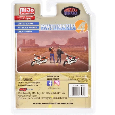 "Motomania 4" 4 Piece Diecast Set (2 Figures And 2 Motorcycles) Limited Ed To 4800 Pieces 1/64 Scale Models By American Diorama 3 "Motomania 4" 4 Piece Diecast Set (2 Figures And 2 Motorcycles) Limited Ed To 4800 Pieces 1/64 Scale Models By American Diorama