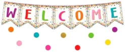 Teacher Created Resources Confetti Pennant Welcome Bulletin Board Set, 60 Pieces