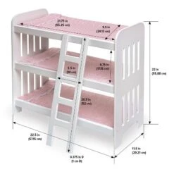 Badger Basket Triple Doll Bunk Bed With Ladder, Bedding, And Free Personalization Kit - Pink Gingham -Learning Toys Sales GUEST 5d9dcef6 5586 466a a29e 2b97e71fa2c4