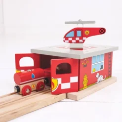 Bigjigs Rail Fire Station Shed Wooden Railway Train Set Accessory -Learning Toys Sales GUEST 5e1ae5ee 5704 40f9 8e85 5dffea693903