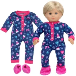 Sophia’s Hot Cocoa Pajama Onesie With Fuzzy Slippers For 15” Baby Dolls, Navy/Hot Pink -Learning Toys Sales GUEST 62889265 af94 4f7d 8357 b8419f9e031e