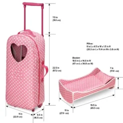 Badger Basket 3-in-1 Trolley Doll Carrier With Rocking Bed And Bedding - Pink/Polka Dot -Learning Toys Sales GUEST 63931a6a 4383 4cfd 9aee d29ec64982d4