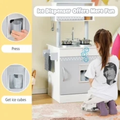 Costway Kids Kitchen PlaySet Pretend Wooden Play Kitchen With IceDispenser&Stovefor Toddler -Learning Toys Sales GUEST 6517b0b7 29b4 4630 a806 00a9ea7a7514