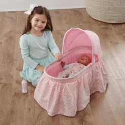 Badger Basket Folding Doll Cradle With Rosebud Fabric -Learning Toys Sales GUEST 6b49a091 4cd1 42e0 a5ca 06a9b2cc4a7a