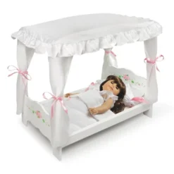 Badger Basket White Rose Doll Canopy Bed -Learning Toys Sales GUEST 6e61b190 48ec 4e4f 9747 09eecab0172d